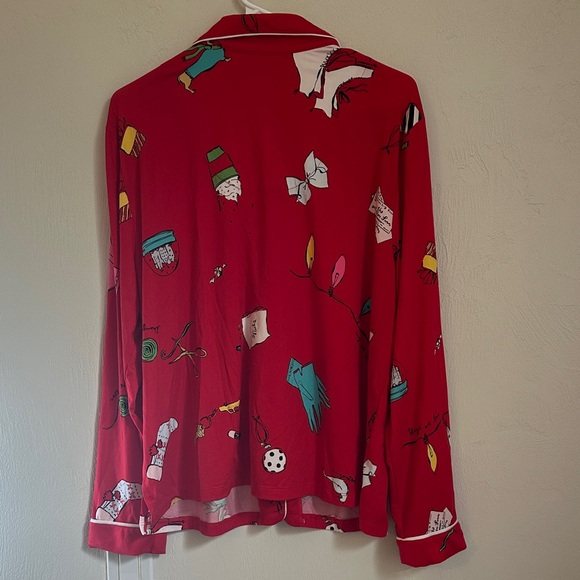 Kate Spade Winter Red Pajamas Button up Top and Bottom Buttery Soft - Picture 5 of 11